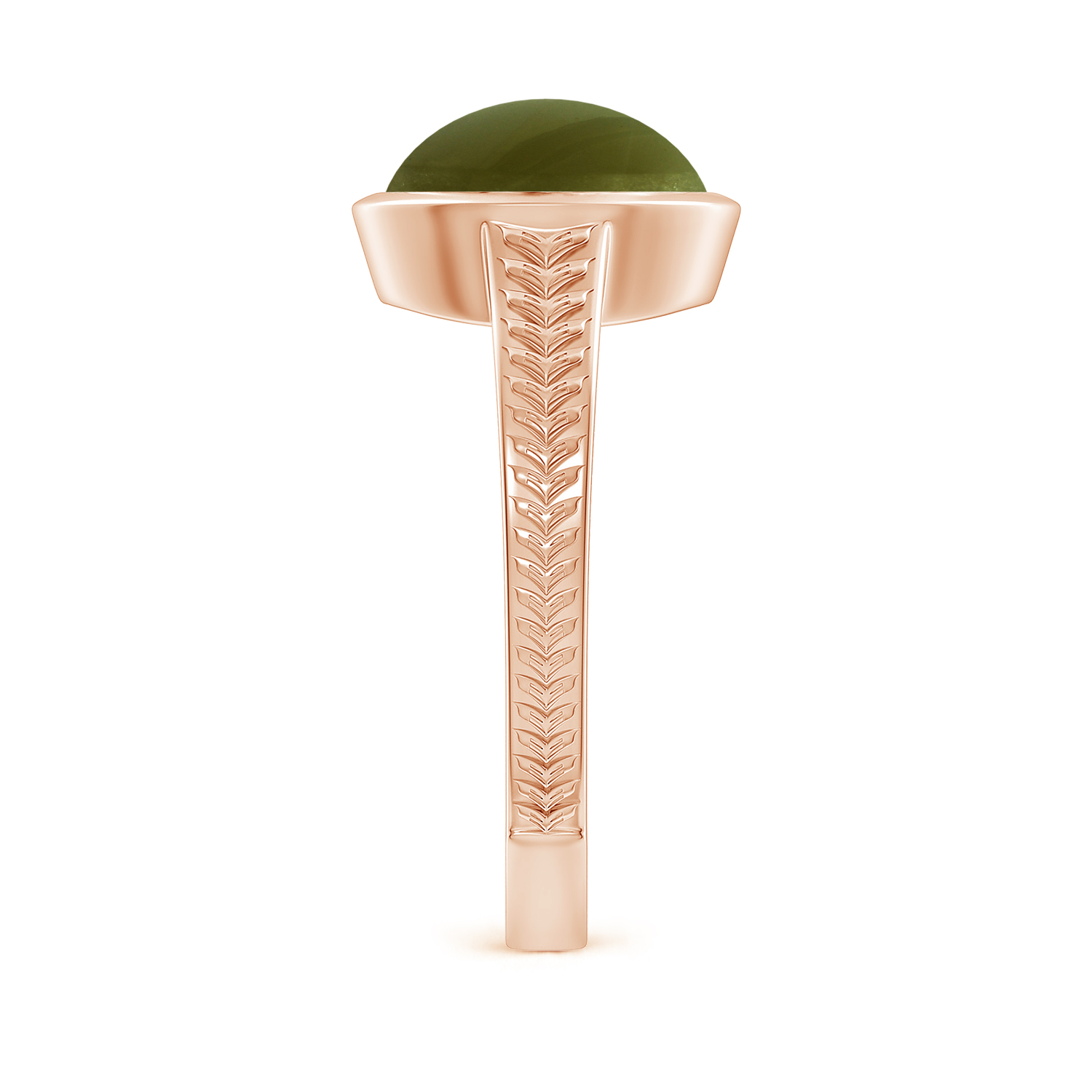 Split Shank Oval Cat's Eye (Lehsunia) Solitaire Ring 