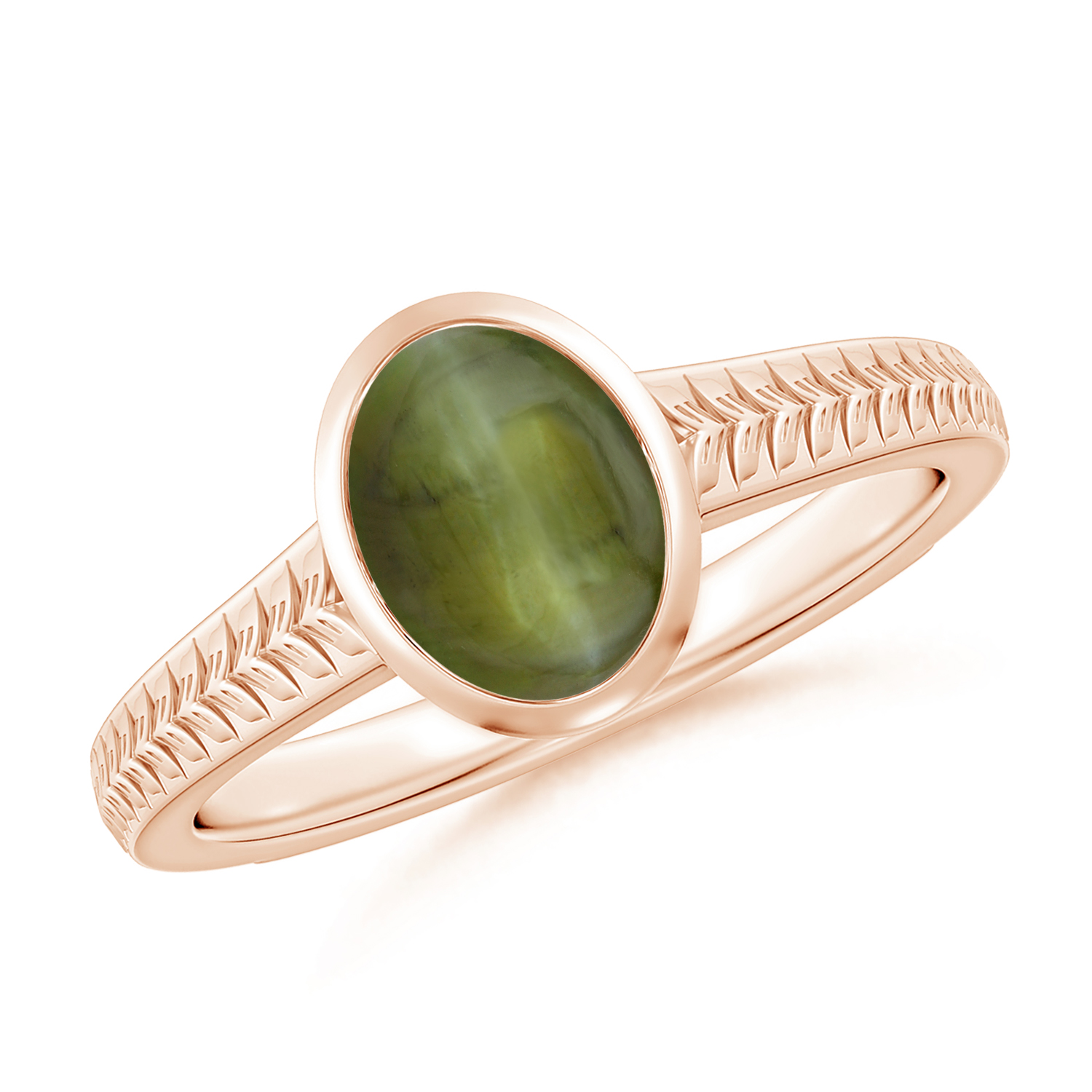Split Shank Oval Cat's Eye (Lehsunia) Solitaire Ring