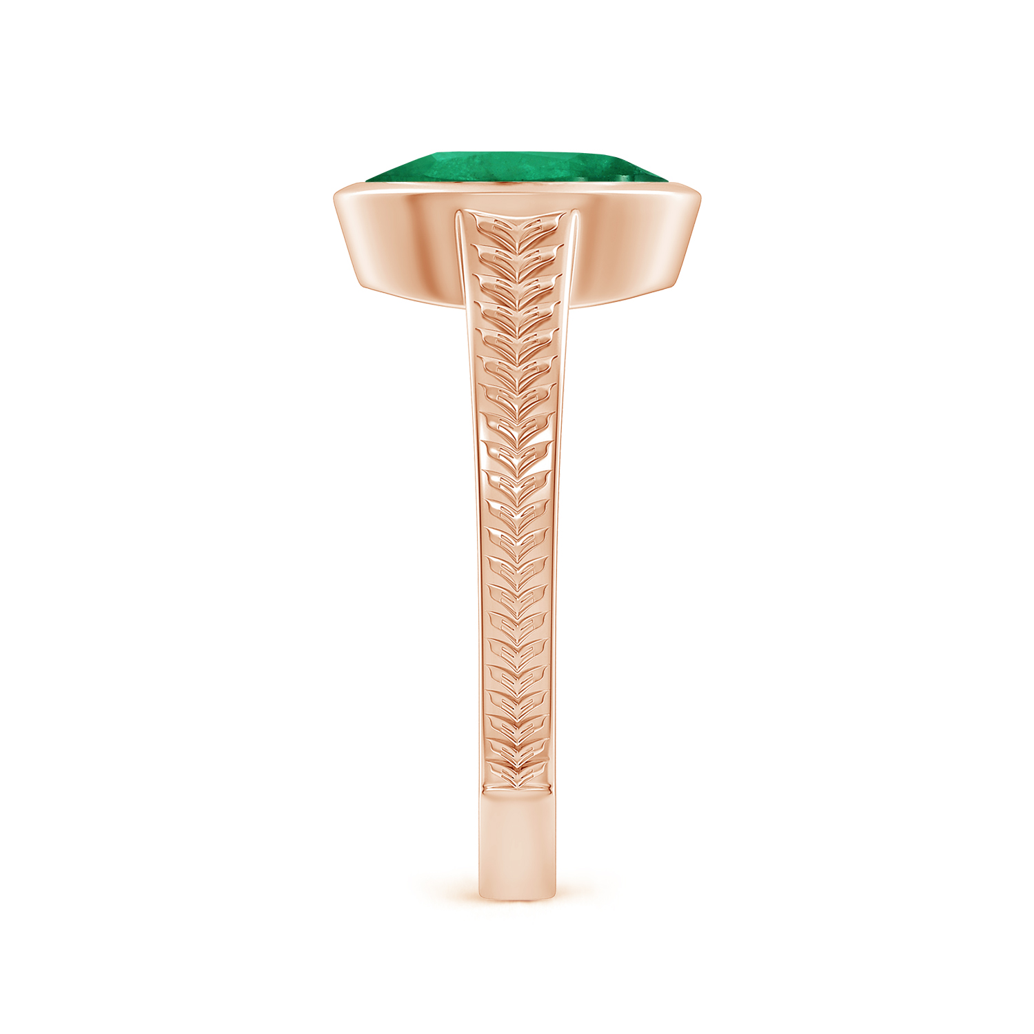  Split Shank Oval Emerald (Panna) Solitaire Ring 