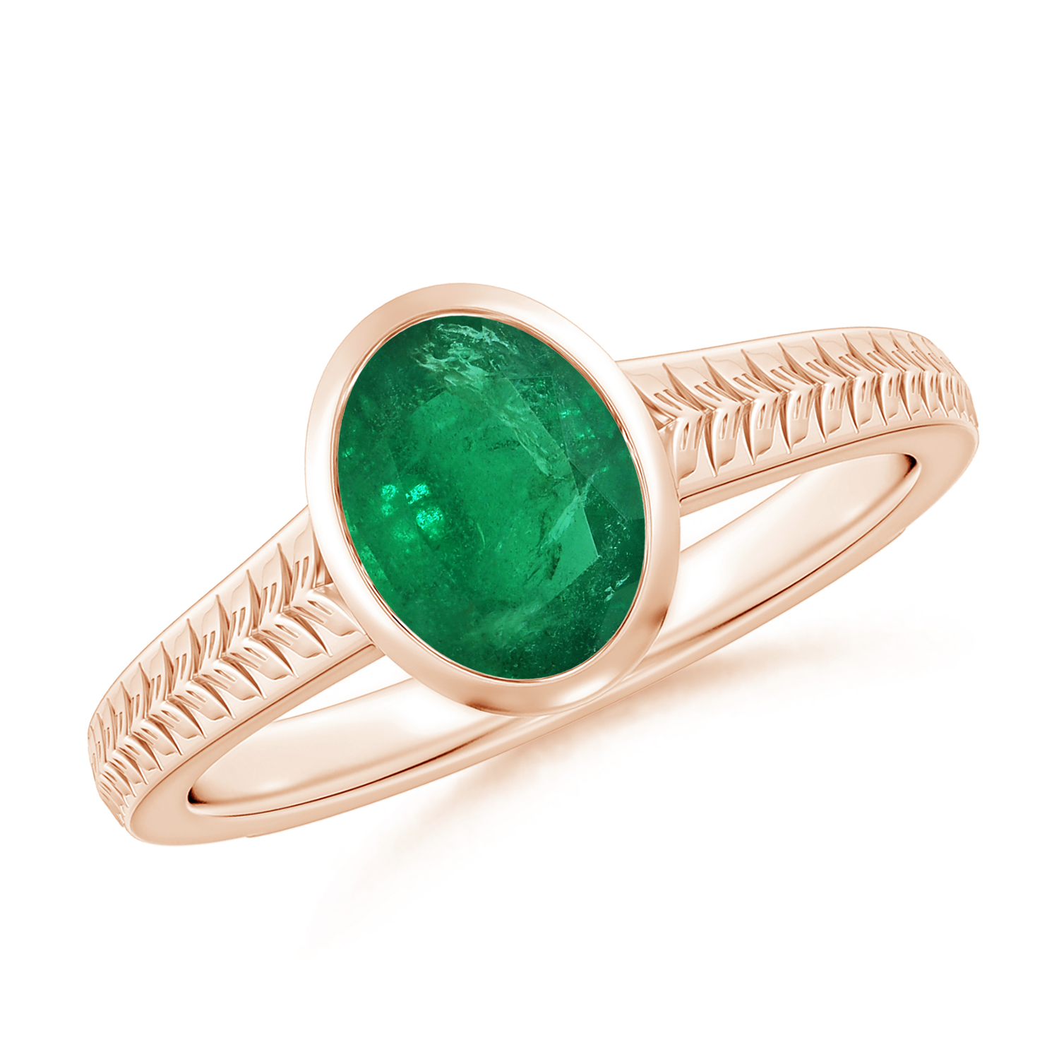 Split Shank Oval Emerald (Panna) Solitaire Ring