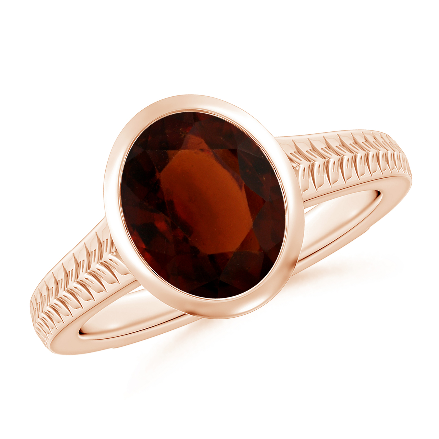  Split Shank Oval Hessonite (Gomed) Solitaire Ring 