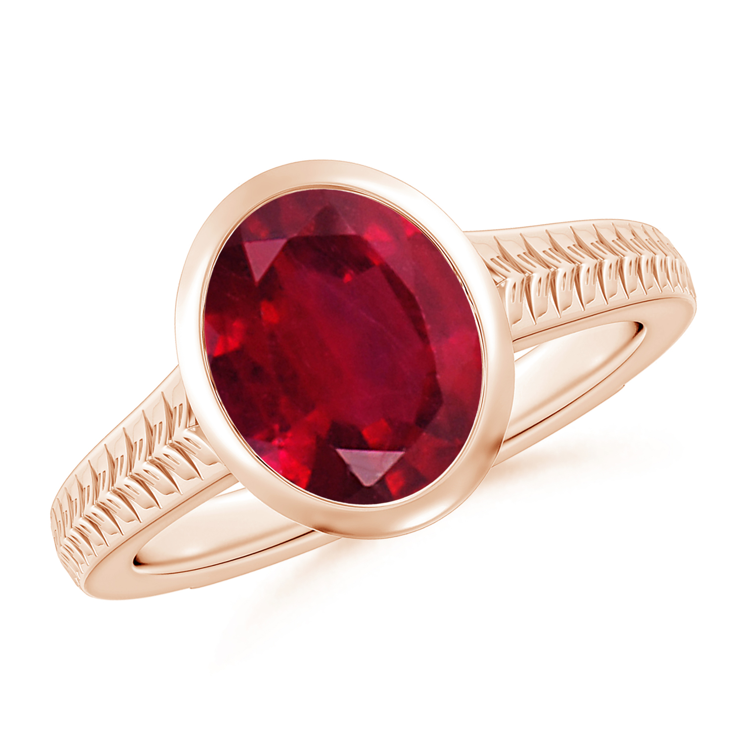  Split Shank Oval Ruby (Manik) Solitaire Ring 