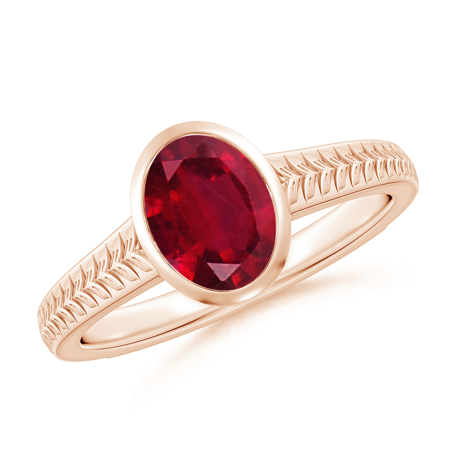 Split Shank Oval Ruby (Manik) Solitaire Ring