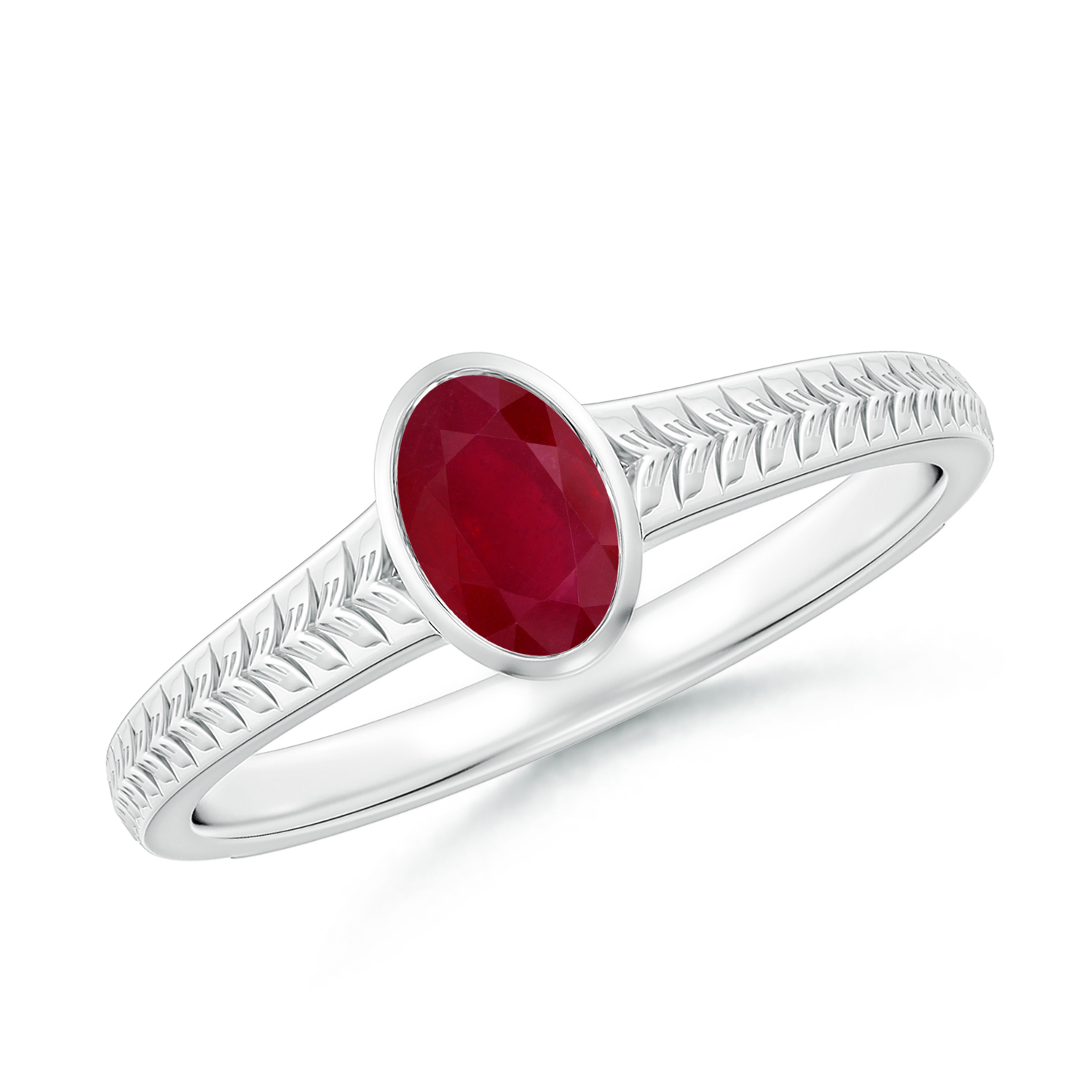 Split Shank Oval Ruby (Manik) Solitaire Ring