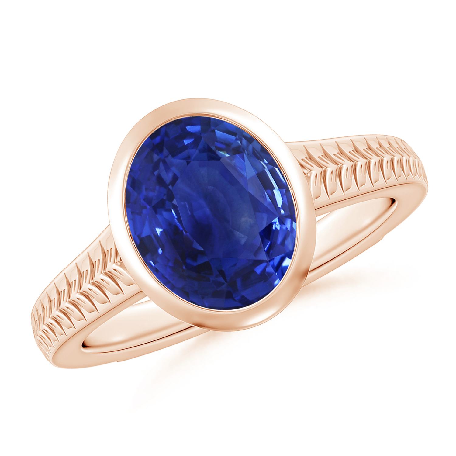  Split Shank Oval Blue Sapphire (Neelam) Solitaire Ring 