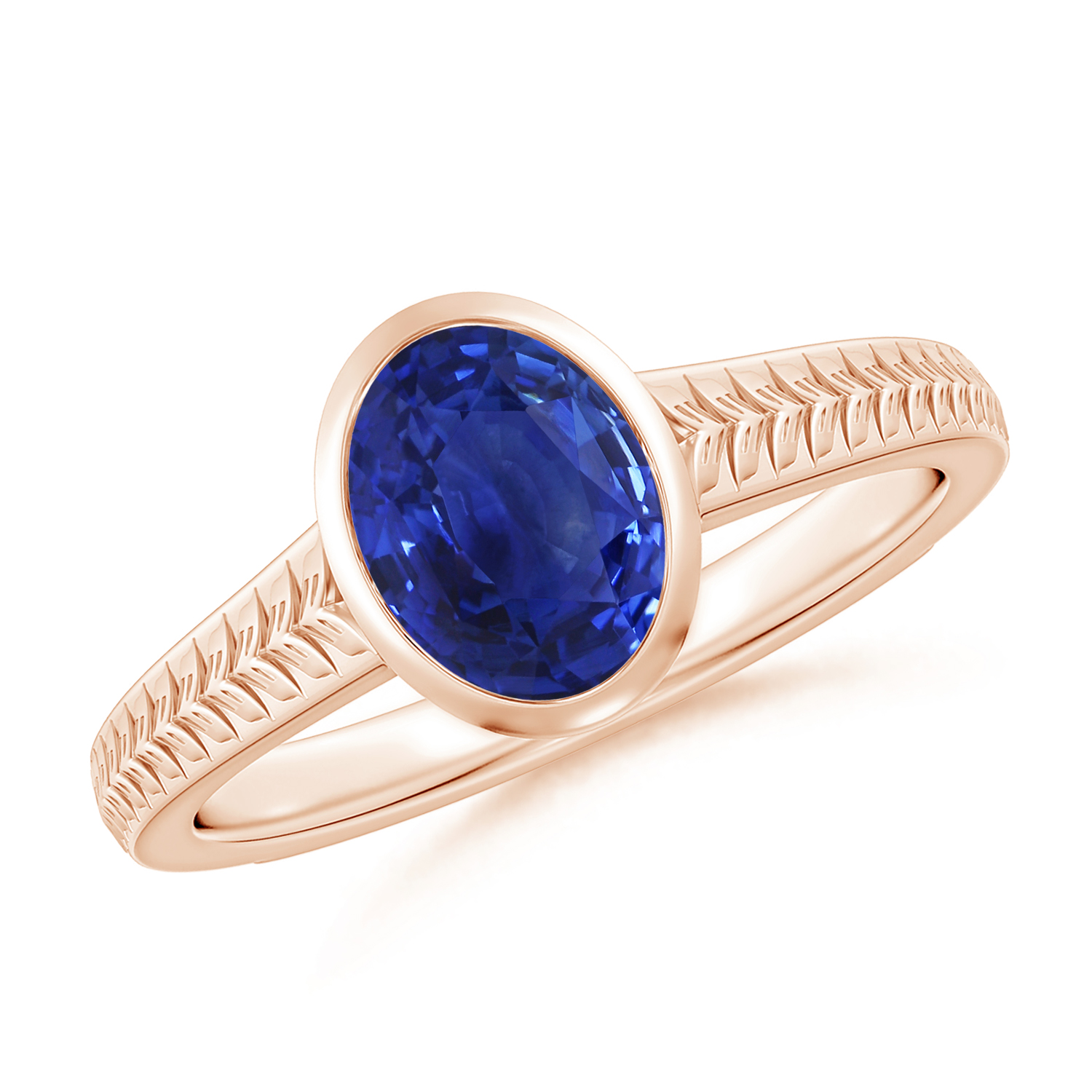 Split Shank Oval Blue Sapphire (Neelam) Solitaire Ring