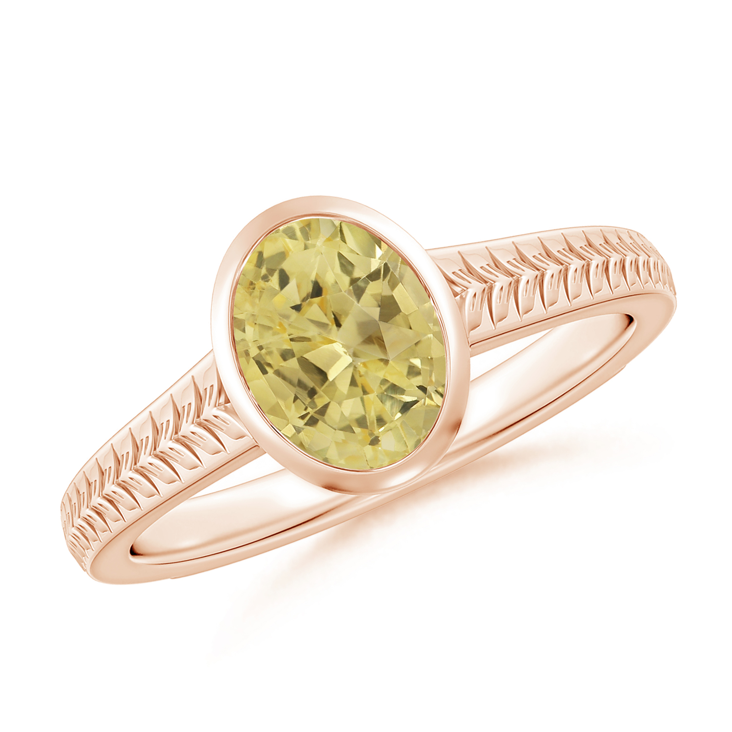  Split Shank Oval Yellow Sapphire (Pukhraj) Solitaire Ring 