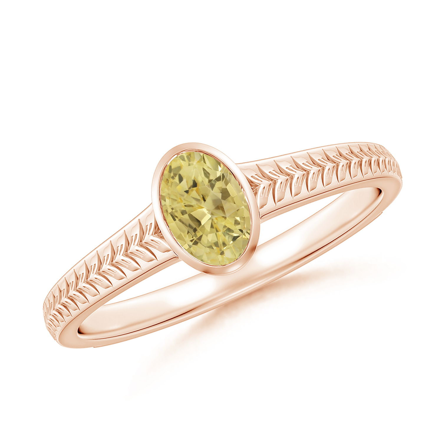 Split Shank Oval Yellow Sapphire (Pukhraj) Solitaire Ring