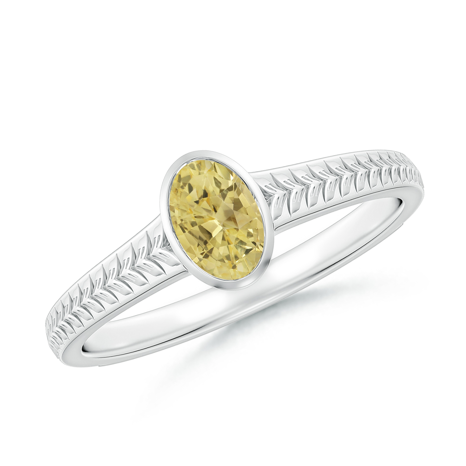 Split Shank Oval Yellow Sapphire (Pukhraj) Solitaire Ring