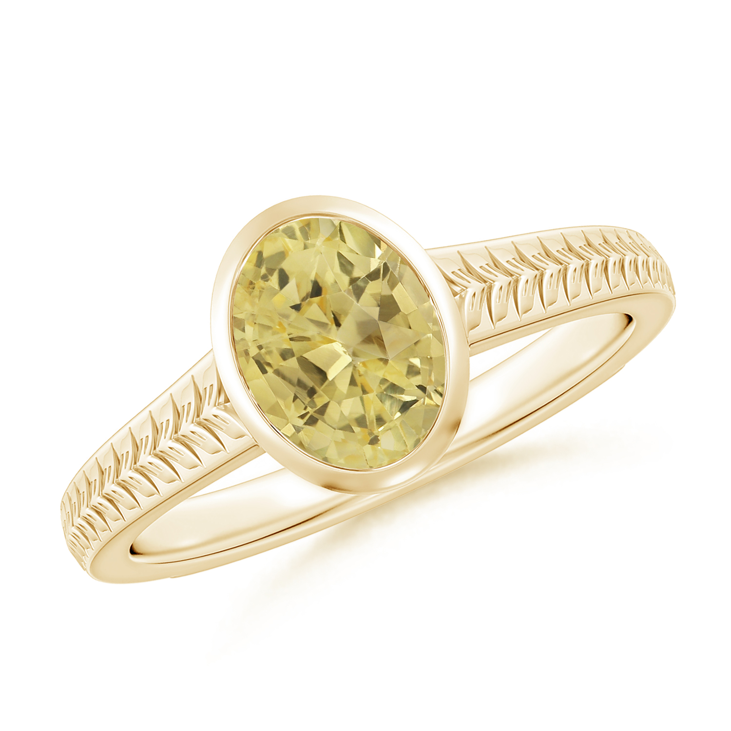  Split Shank Oval Yellow Sapphire (Pukhraj) Solitaire Ring 
