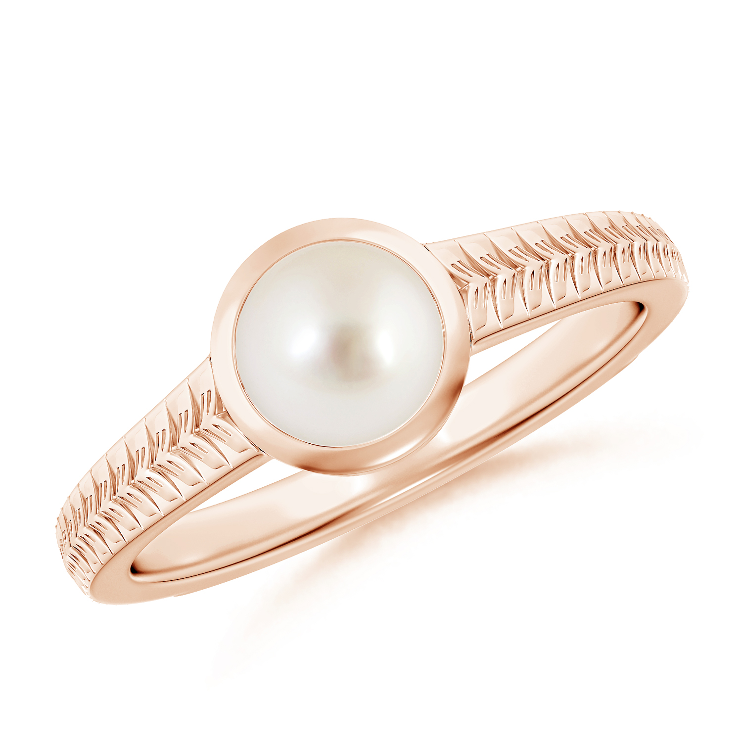 Split Shank Round Pearl (Moti) Solitaire Ring