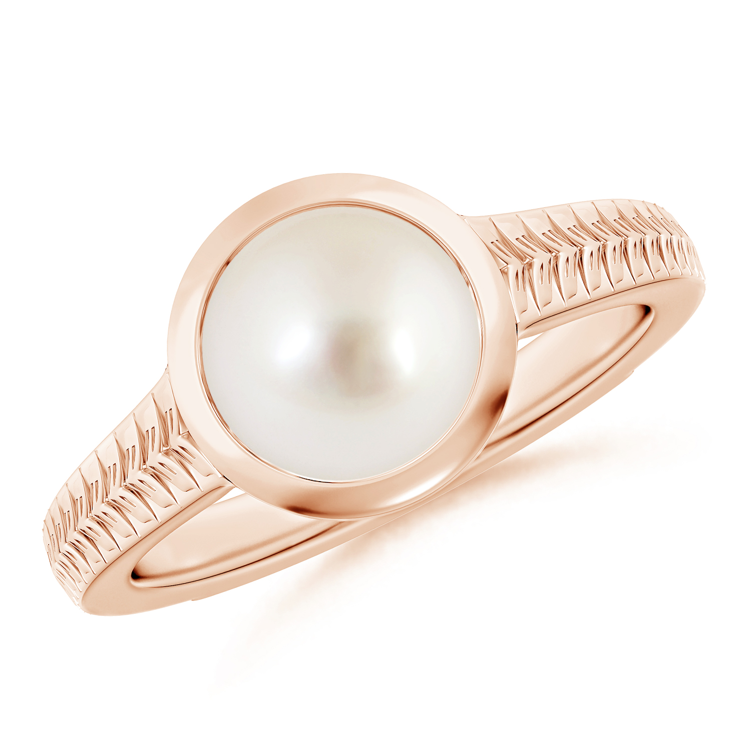  Split Shank Round Pearl (Moti) Solitaire Ring 