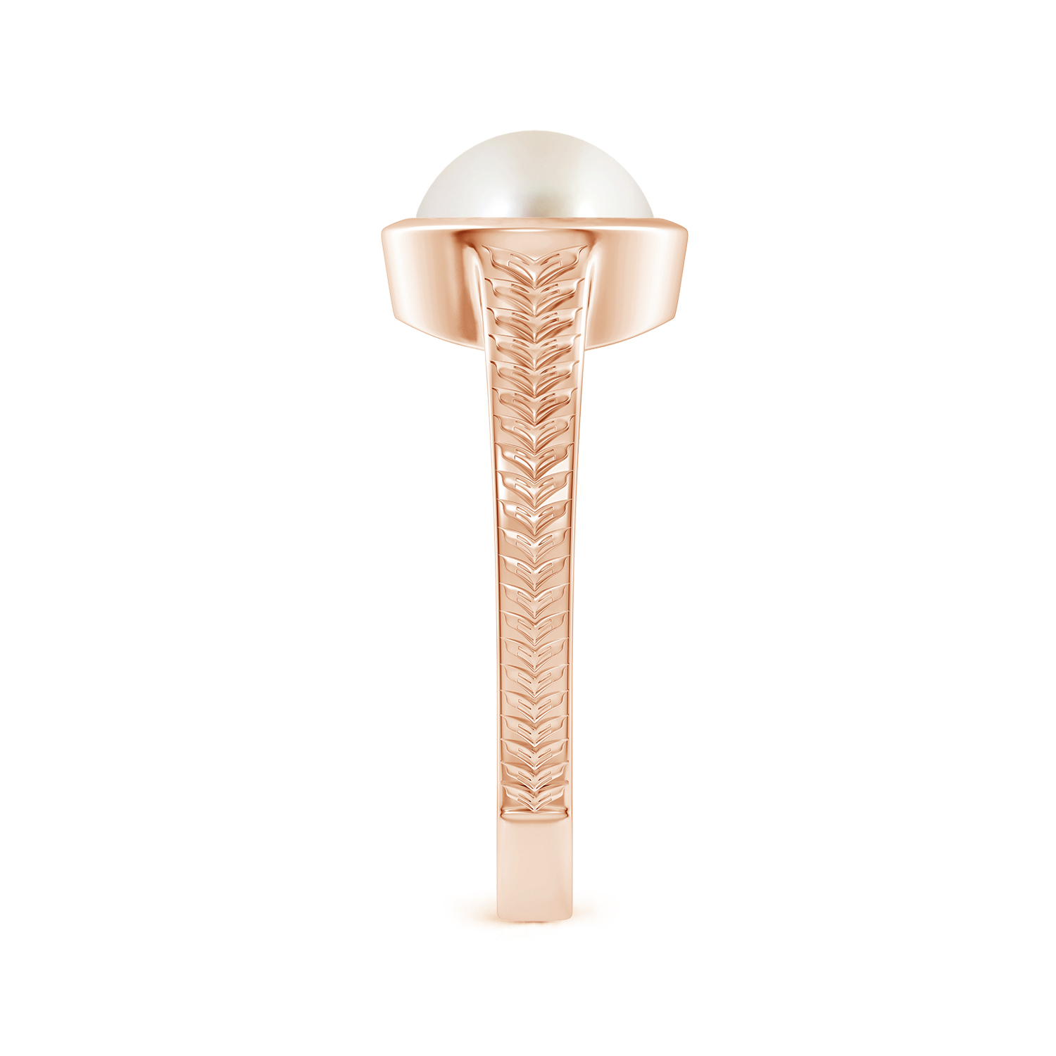  Split Shank Round Pearl (Moti) Solitaire Ring 