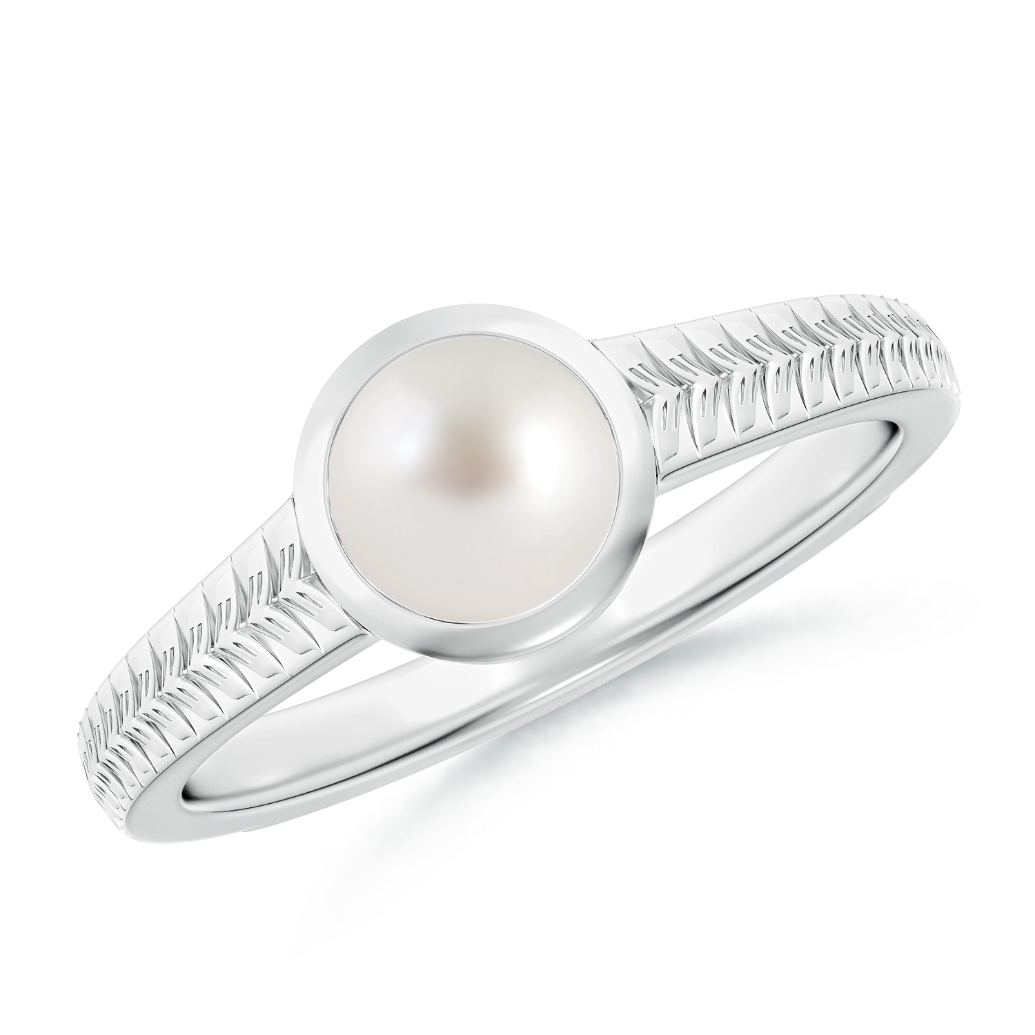 Split Shank Round Pearl (Moti) Solitaire Ring