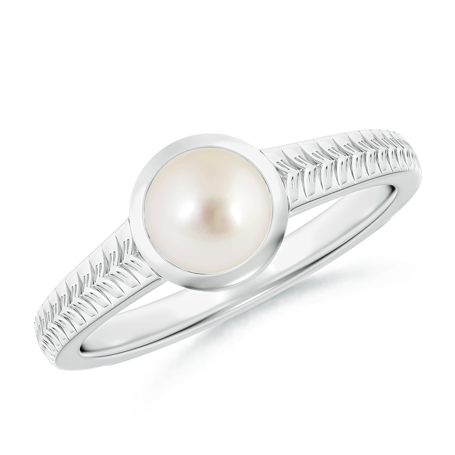  Split Shank Round Pearl (Moti) Solitaire Ring 