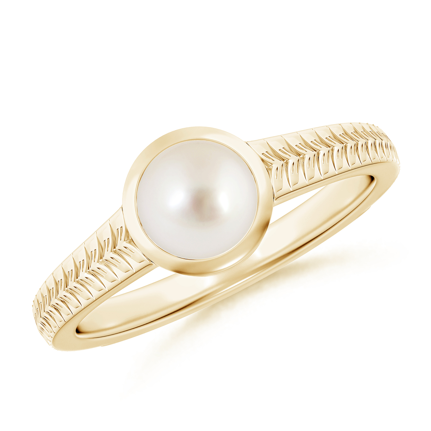  Split Shank Round Pearl (Moti) Solitaire Ring 
