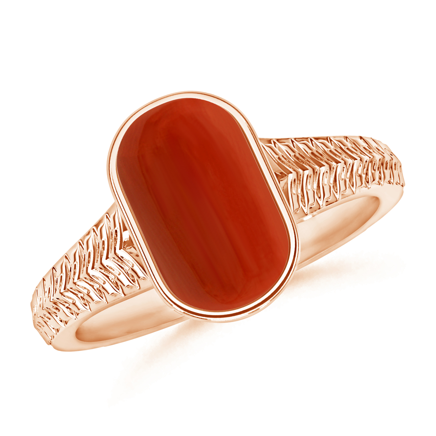Split Shank Capsule Red Coral (Moonga) Solitaire Ring