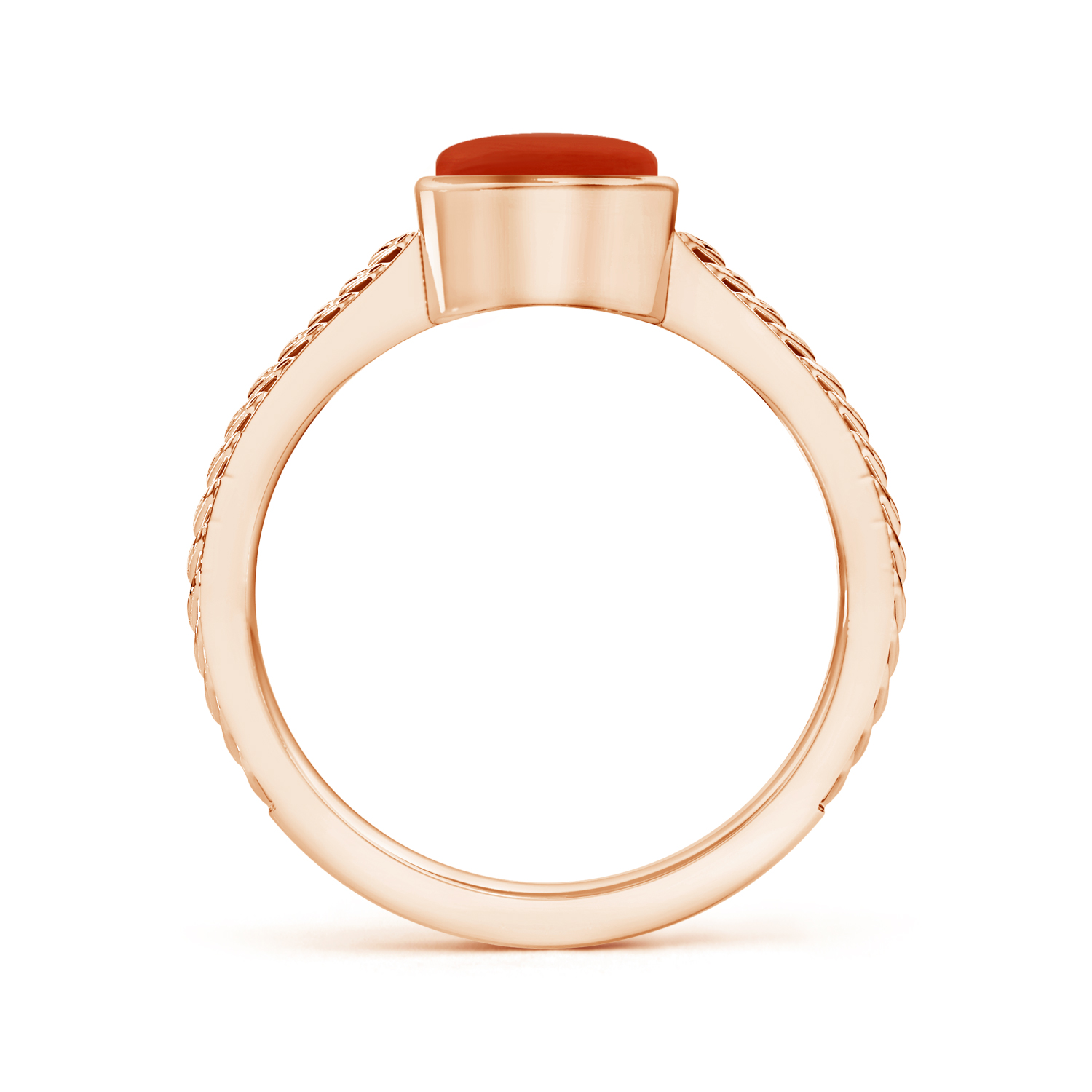 Split Shank Capsule Red Coral (Moonga) Solitaire Ring
