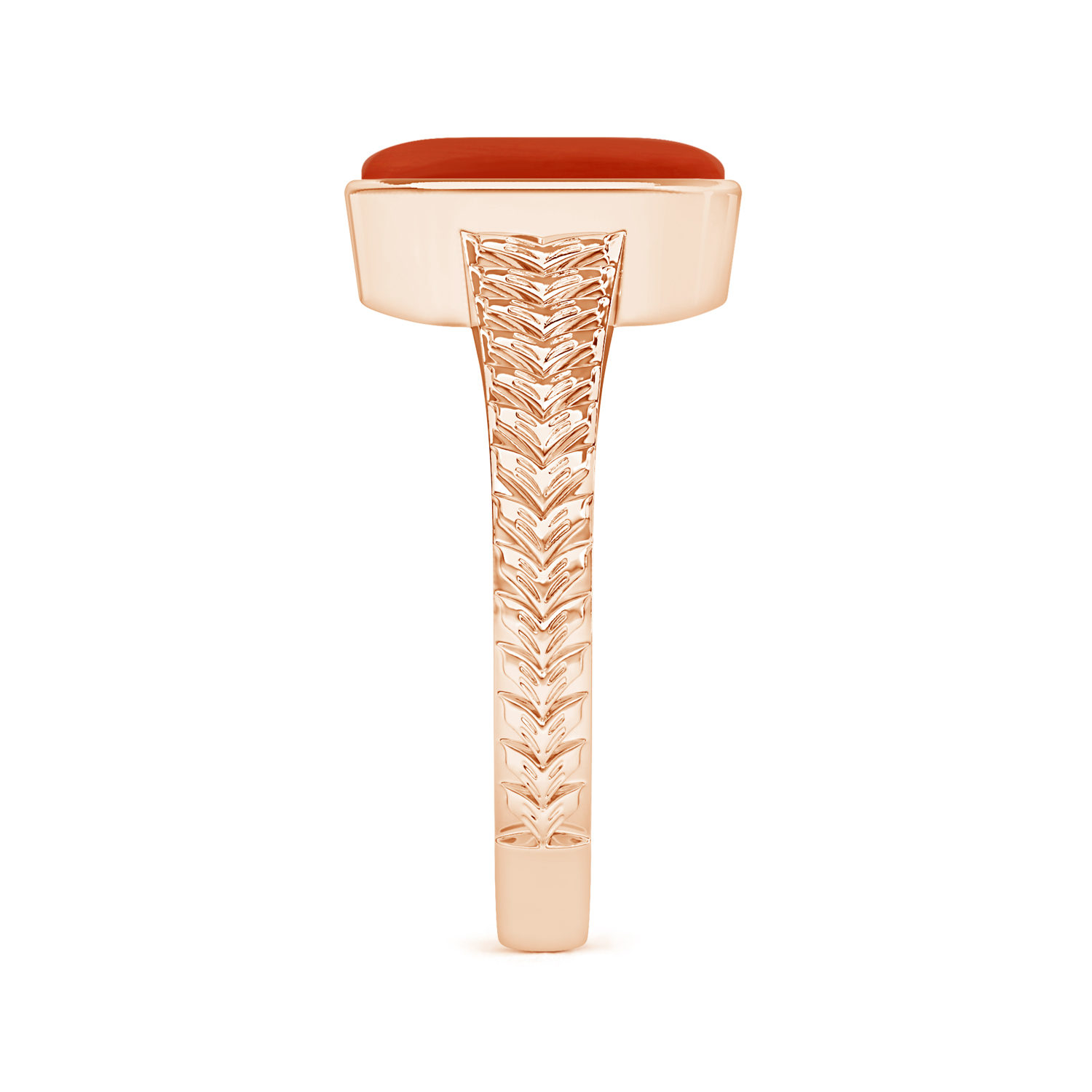 Split Shank Capsule Red Coral (Moonga) Solitaire Ring