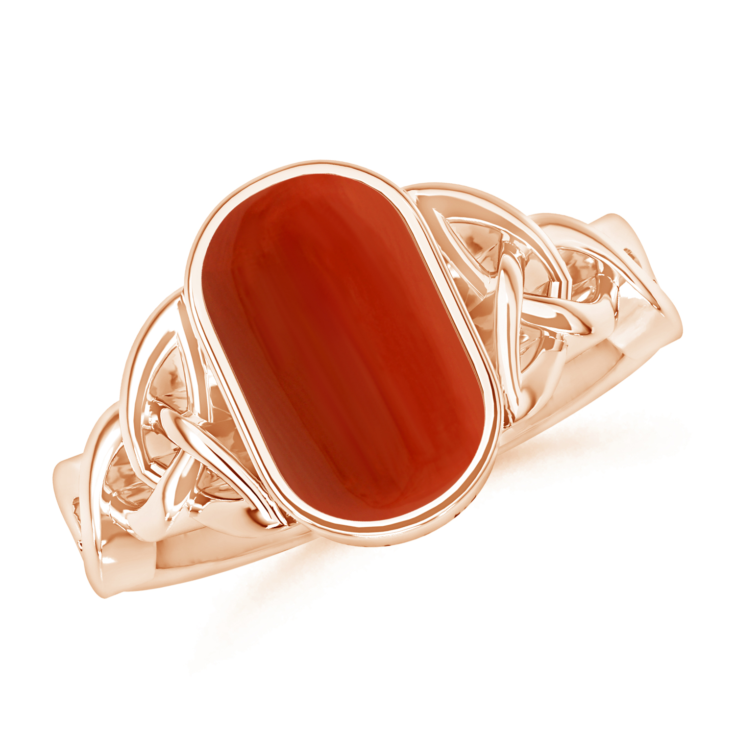 Capsule Red Coral (Moonga) Celtic Knot Ring