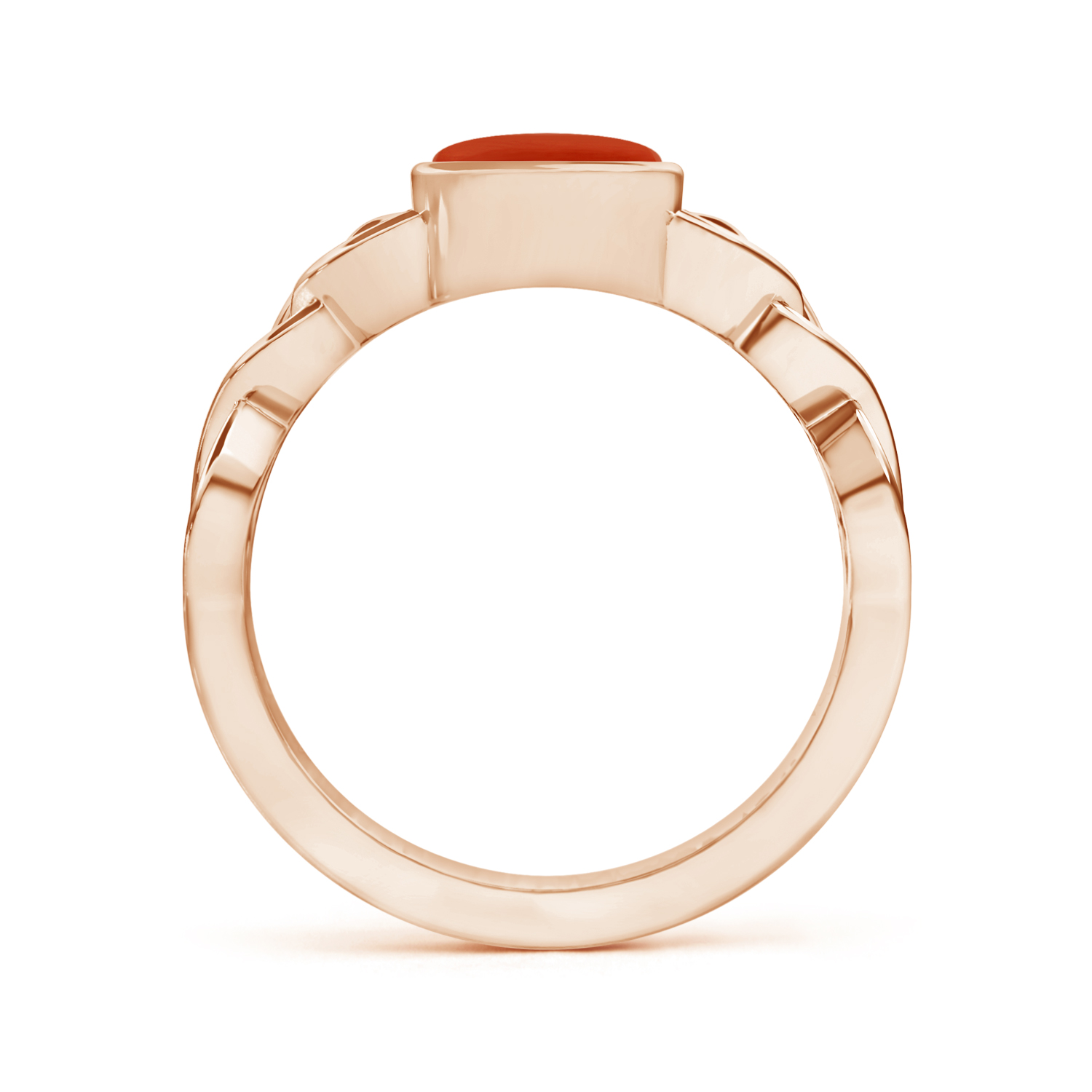 Capsule Red Coral (Moonga) Celtic Knot Ring