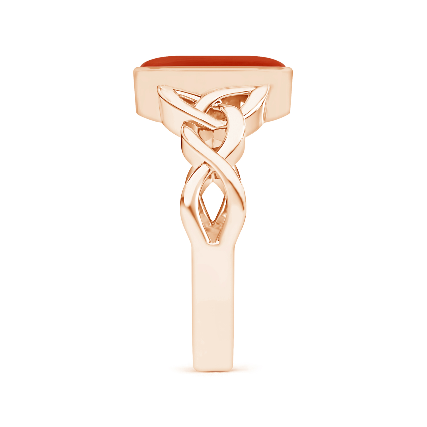 Capsule Red Coral (Moonga) Celtic Knot Ring