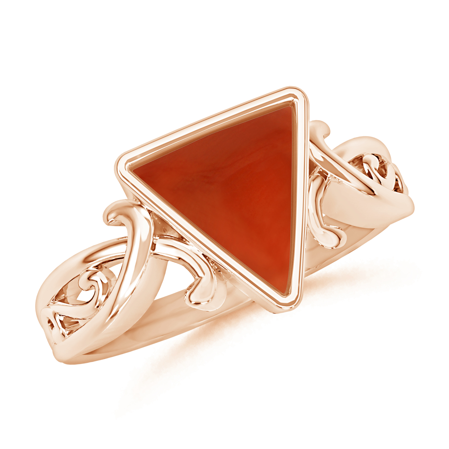 Vintage Style Triangle Red Coral (Moonga) Solitaire Ring