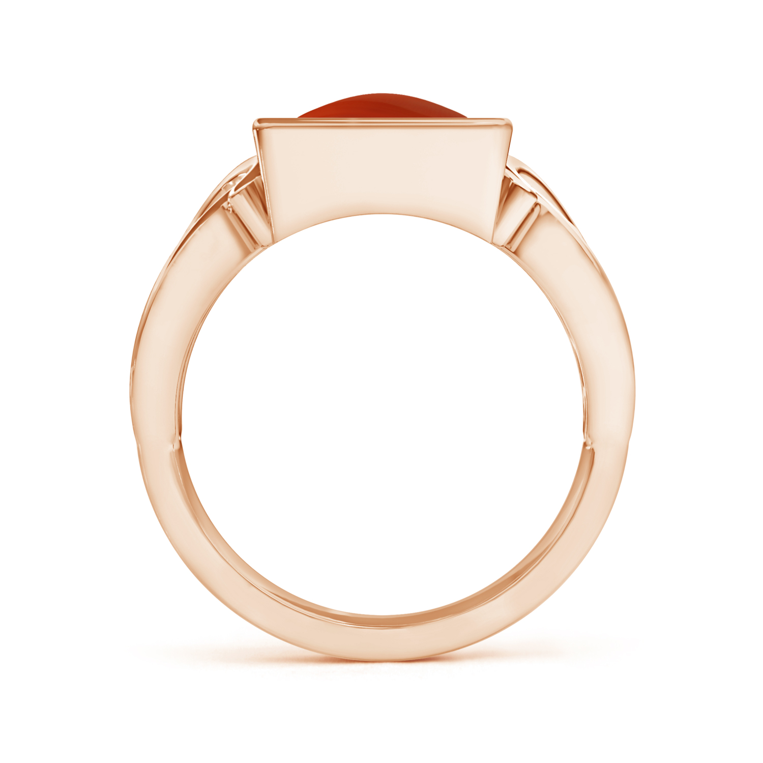 Vintage Style Triangle Red Coral (Moonga) Solitaire Ring