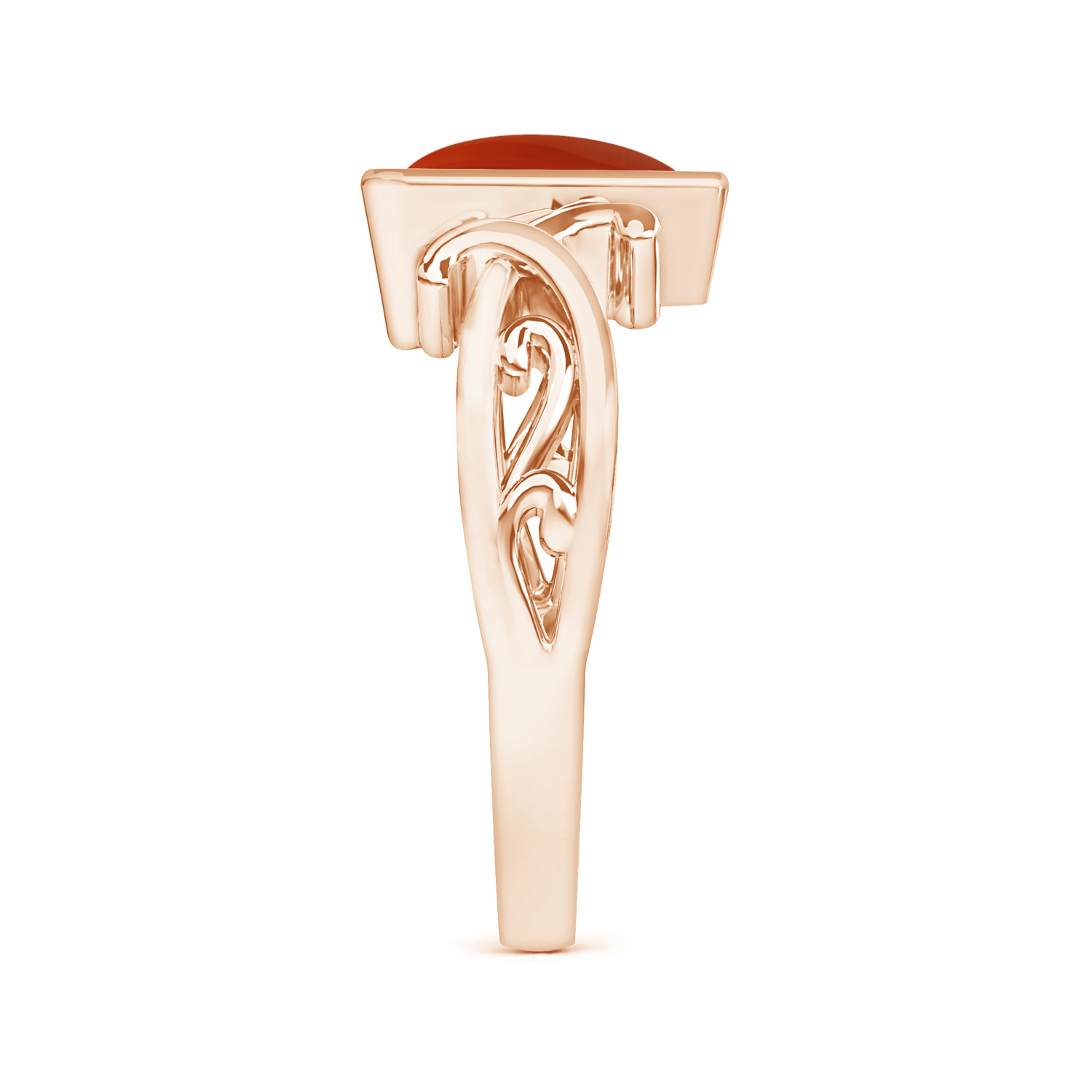 Vintage Style Triangle Red Coral (Moonga) Solitaire Ring