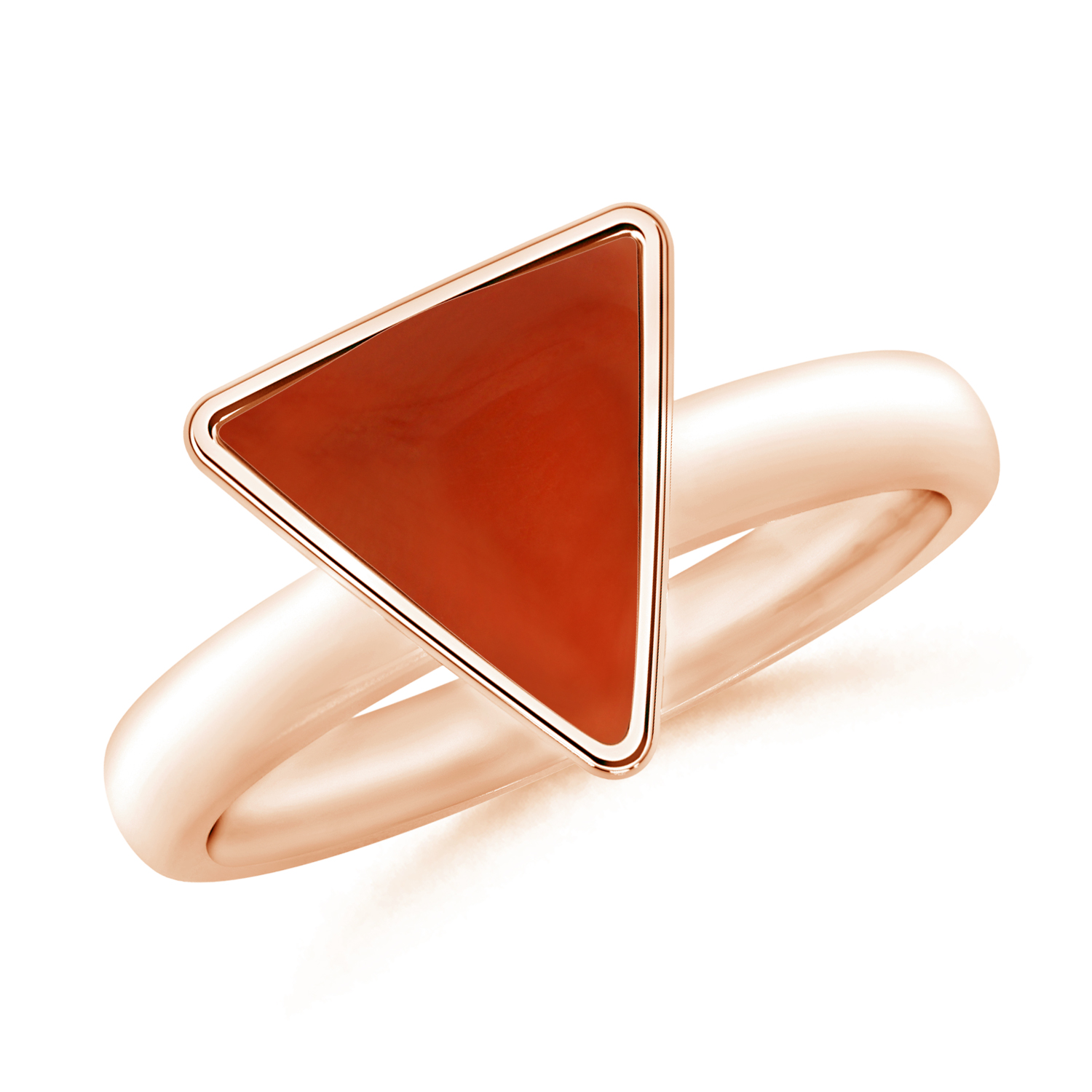 Semi Bezel-Set Triangle Red Coral (Moonga) Solitaire Ring