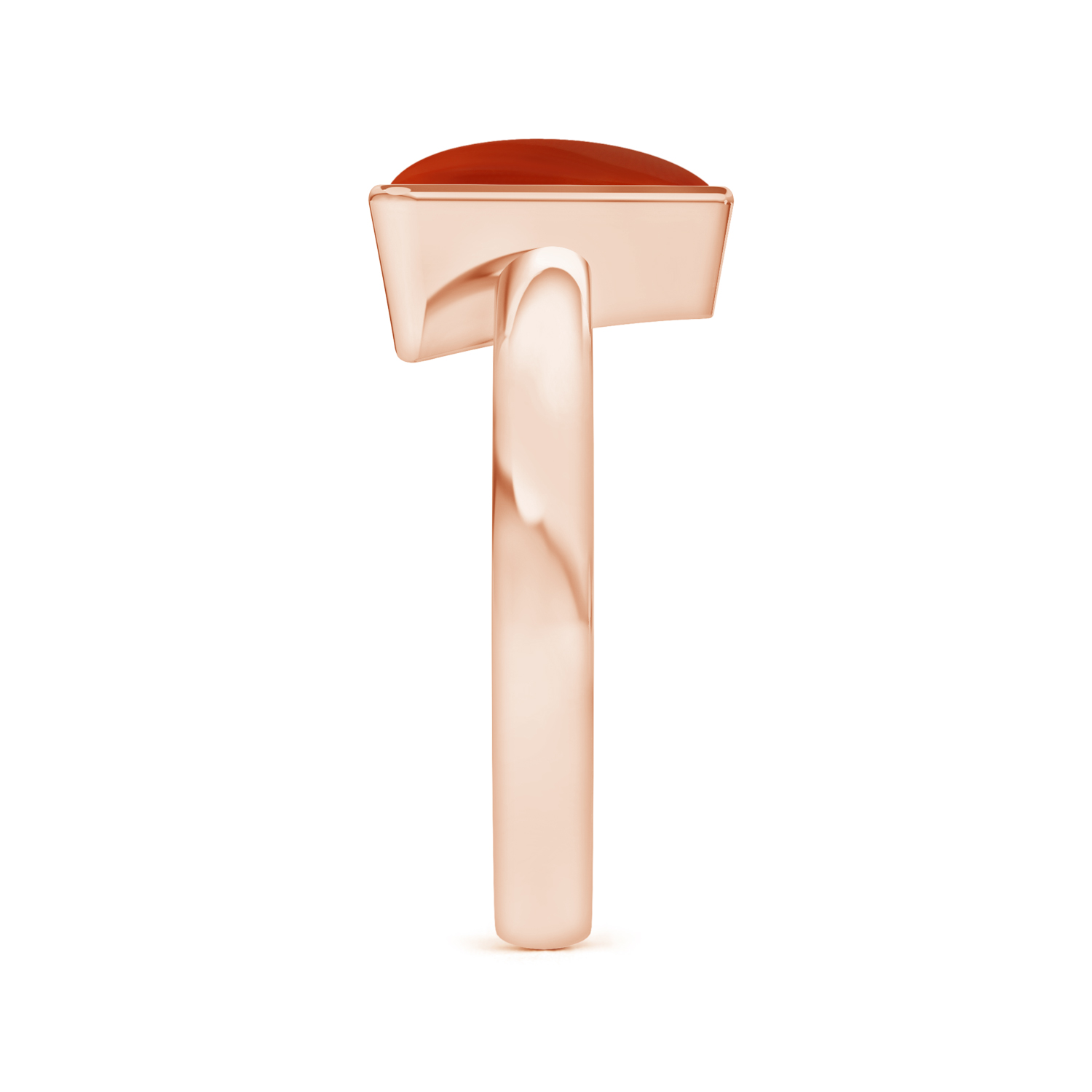Semi Bezel-Set Triangle Red Coral (Moonga) Solitaire Ring