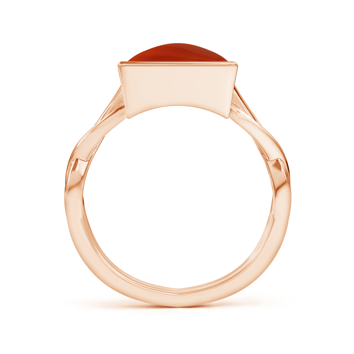 Triangle Red Coral (Moonga) Solitaire Ring with Twisted Shank