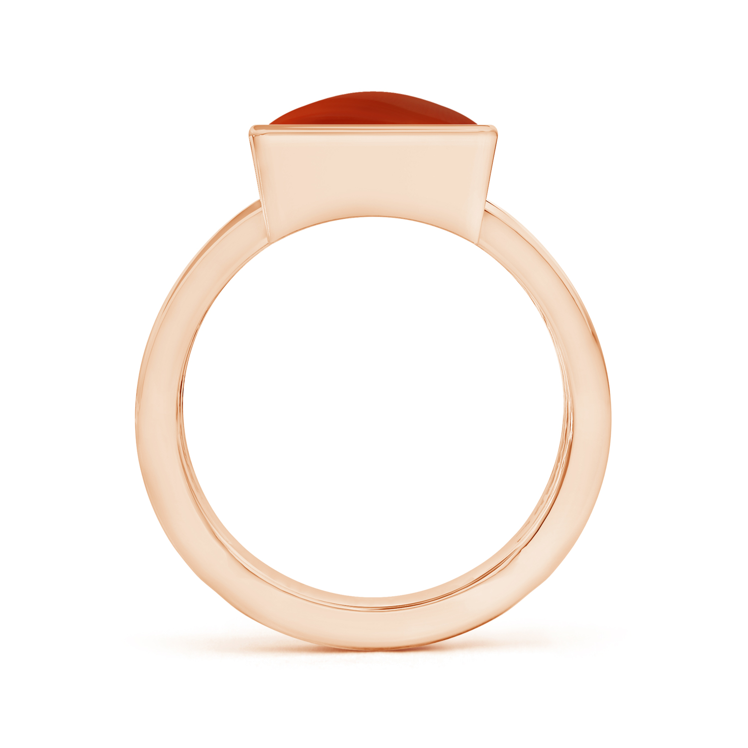 Solitaire Triangle Red Coral (Moonga) Triple Shank Ring